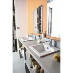 Inbouwwastafel, keramiek, 42 ​​x 42 cm, wit